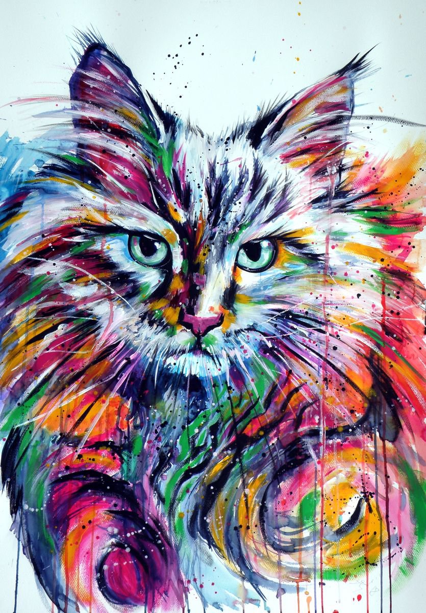 Colorful cat/ 105  75 cm/- perfect gift idea by Kovcs Anna Brigitta