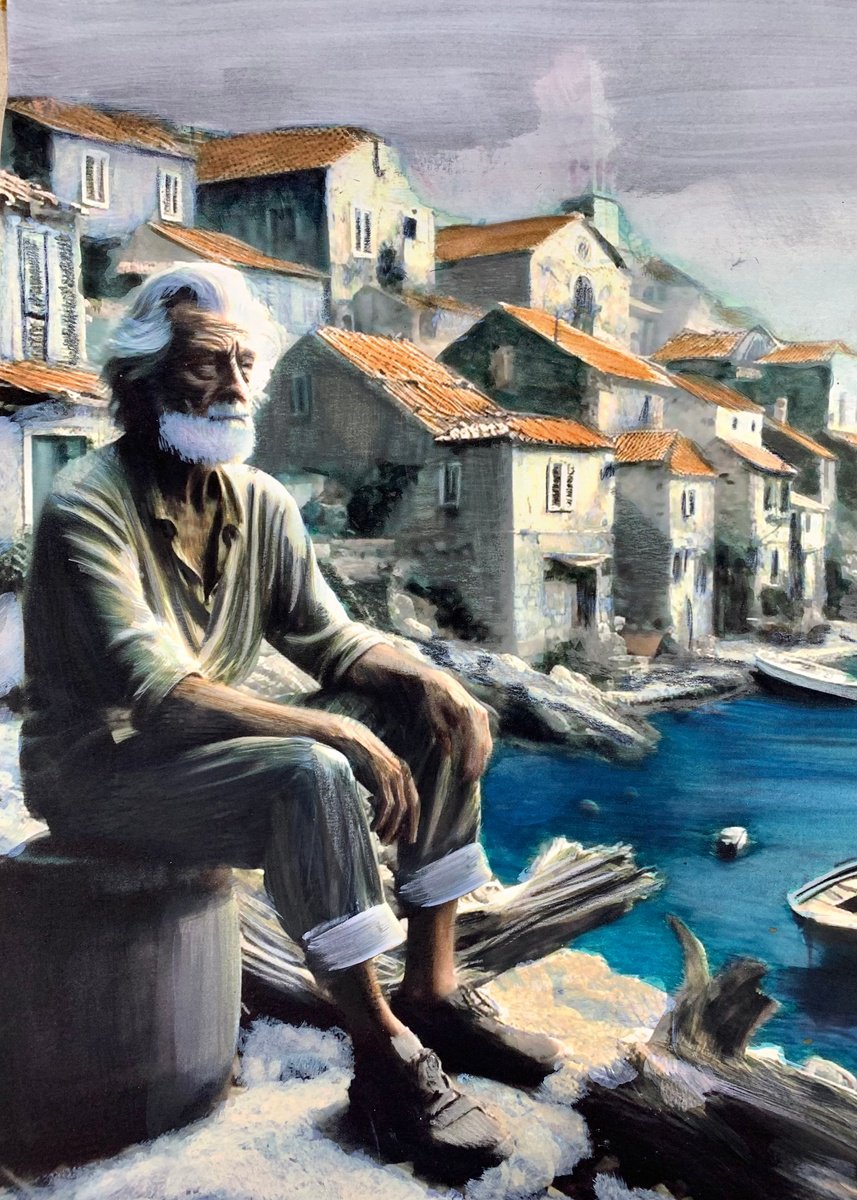 Landscape Painting By Sinisa Alujevic, 12 X 17", Barba Mateo, Original Artwork