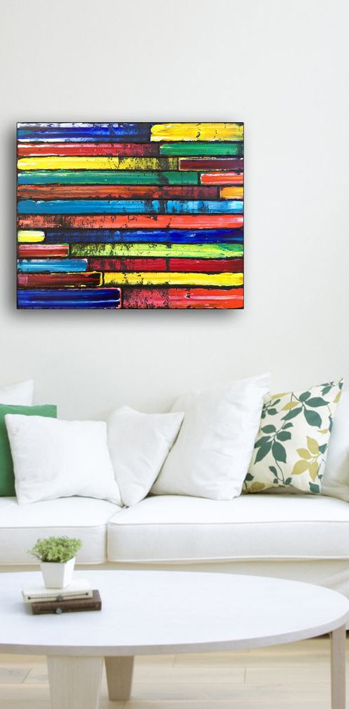 "Color Barrier" - FREE WORLDWIDE SHIPPING - Original PMS Oil Painting On Wood by Preston M. Smith (PMS)