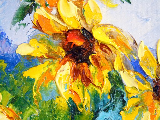 Sunflowers and wind