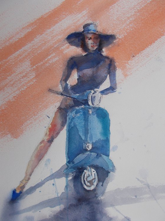 Vespa and woman