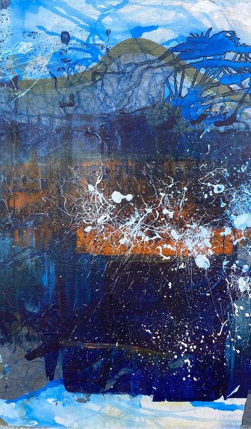 ''The Reflections'' - blue abstract art, acrylic painting, medium size painting. by Anna Prykhodko