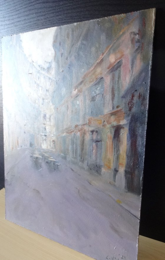 Budapest.One-of-a-Kind Oil Painting on Board. Unframed.
