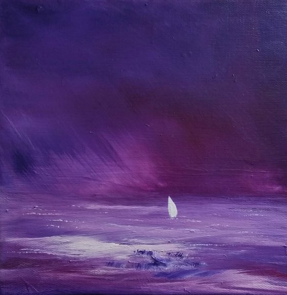 Sailing Solo - Purple Seascape