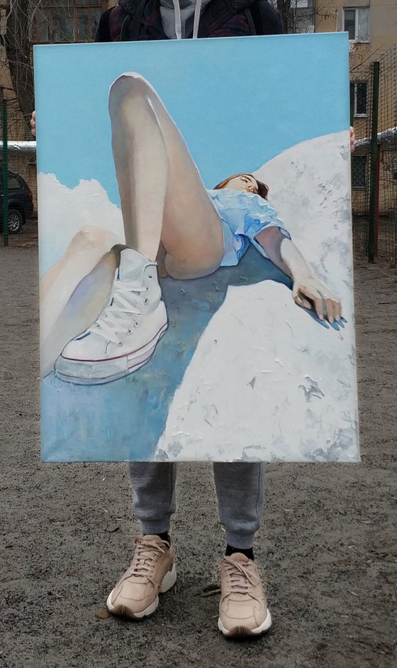 Girl In White Converse  Painting by Anastasia Balabina