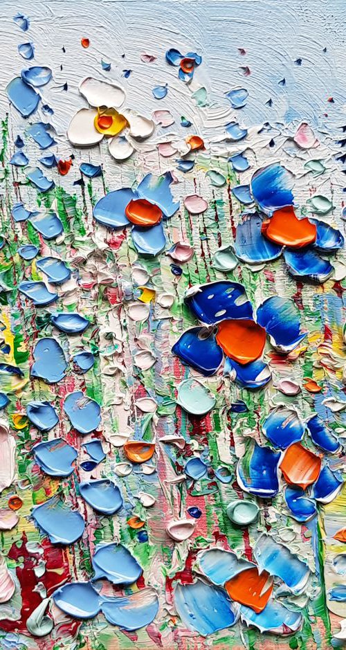 "Baby Blue Abstract Flowers in Love" by Phil Broad