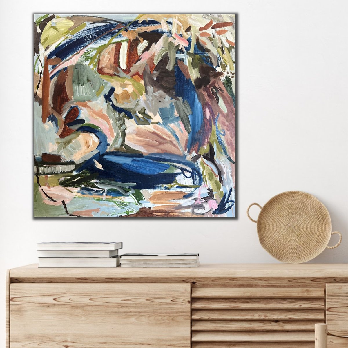 Organic Abstract Acrylic Painting By Kylie Sams, 24 X 24", Let Her Go, Original Artwork