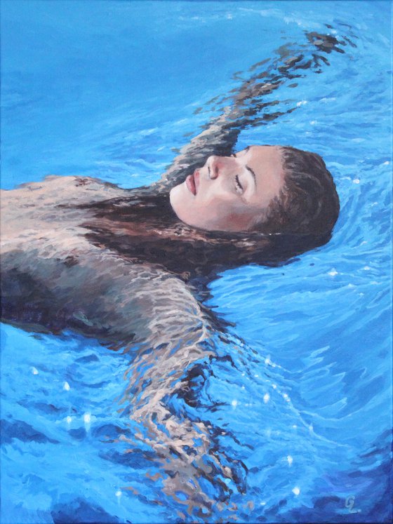 Blue bliss. original painting SEA summer GIFT sea swimming