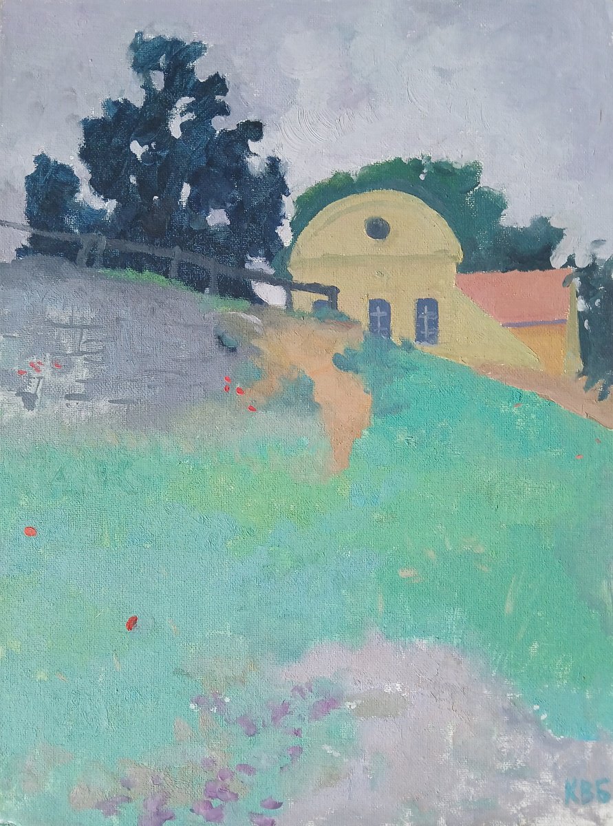 Impressionistic Cityscapes Oil Painting By Vasyl Koval, 12 X 16", Old Manor, Original Artwork