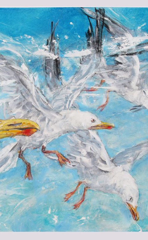 Gulls, Camber Sands by John Sharp