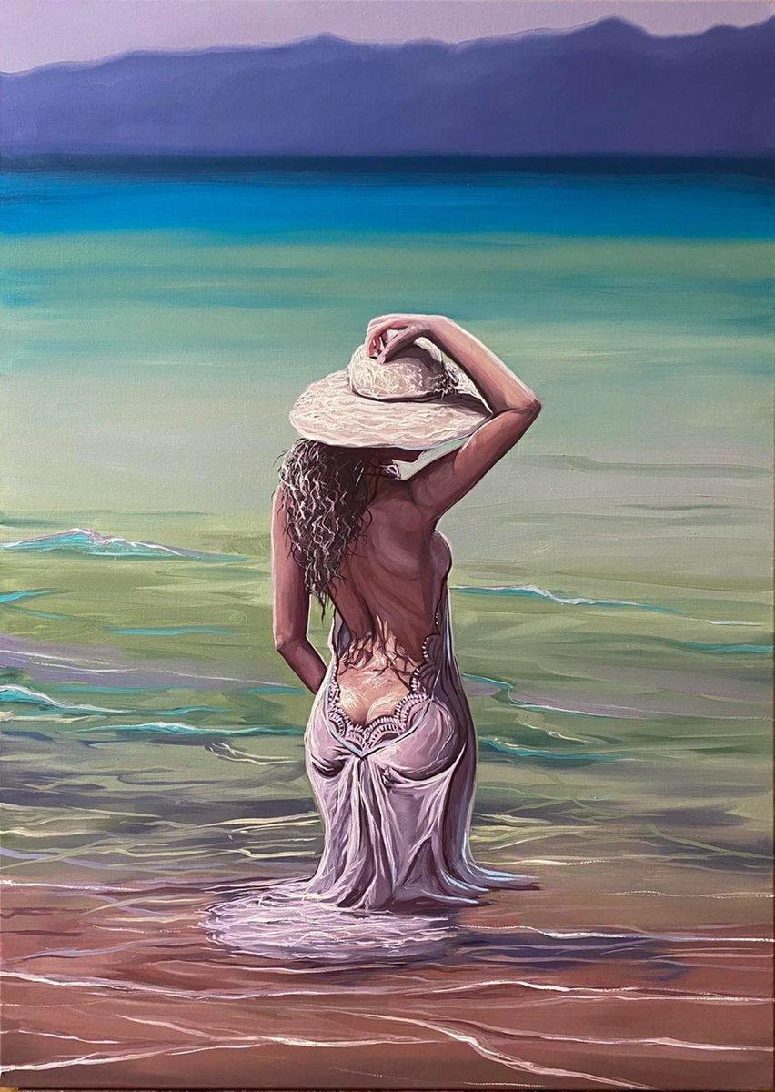 Impressionistic Portrait Oil Painting By Elena Adele Dmitrenko, 20 X 28, The Moment Of Pleasure, Original Artwork