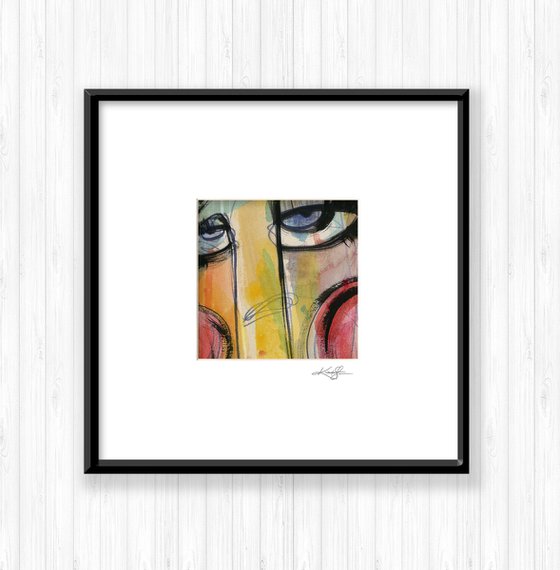 Funky Face 2020 -2 Mixed Media Painting in mat by Kathy Morton Stanion
