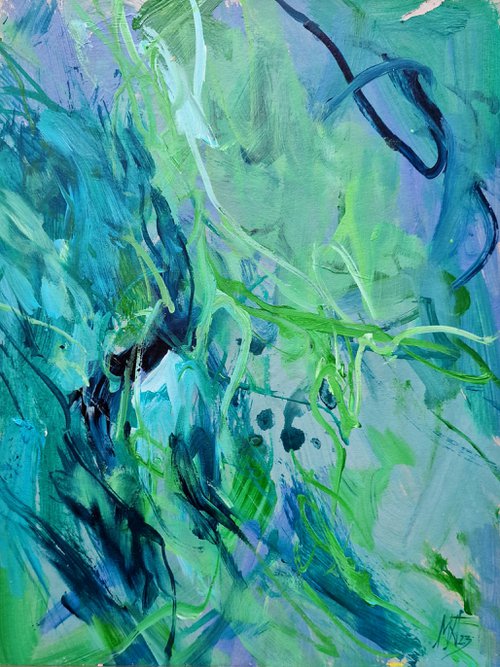 Jungle. Abstract green painting. by Mariana Briukhanova