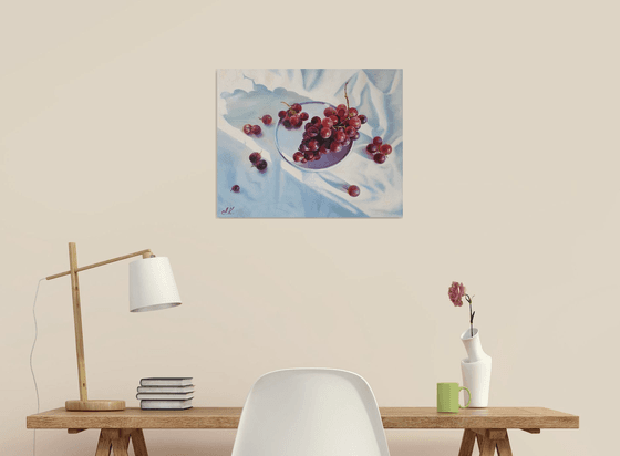 "Sunny grapes."  still life summer liGHt original painting  GIFT (2020)