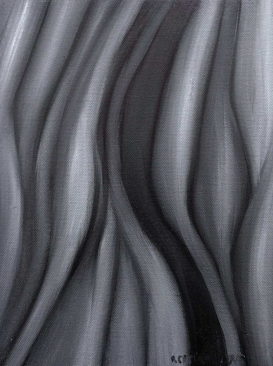 Geometric Abstract Oil Painting By Massimo Castronuovo, 7 X 9", My Waves, Original Artwork