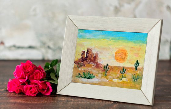 Desert Painting Landscape Original Art Tucson Arizona Cactus Artwork Saguaro Wall Art