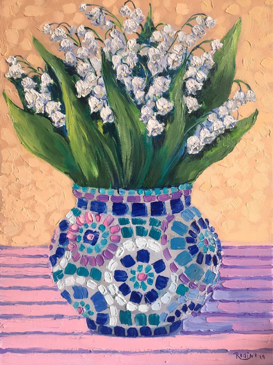 Lily Of The Valley In Mosaic Vase Artfinder