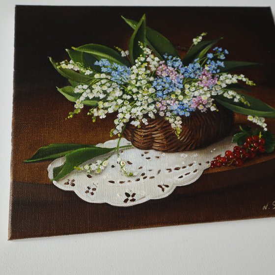 Lily of the Valley in Wicker Basket