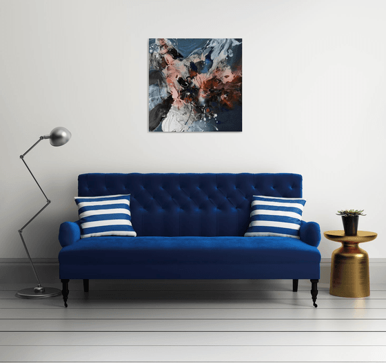 Bold heavy mixed on wooden panel fantastic large painting Kloska Hiding the blue