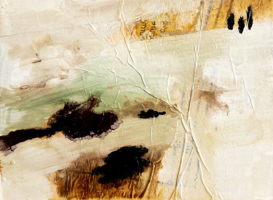 Neiges éternelles 4 - Small abstract landscape painting with mat