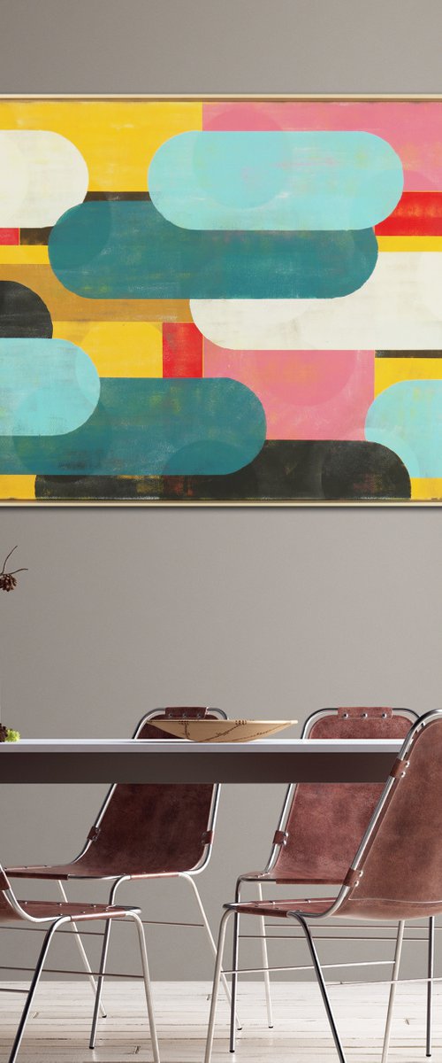 Modern Painting - Incl Frame - Traffic Pink XL 145x95 - Large Abstract Art - 19M by Ronald Hunter