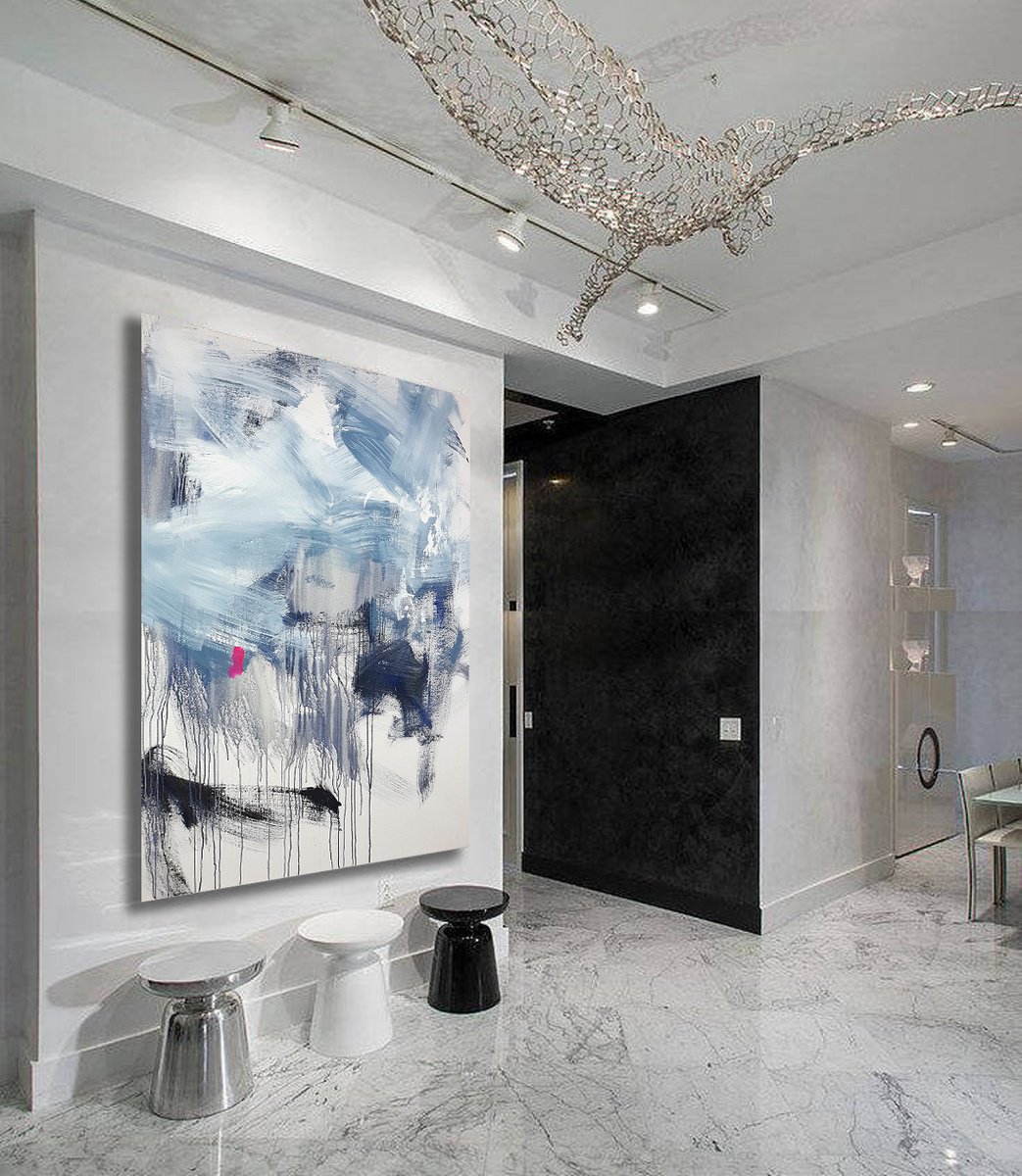 Abstract Oil Painting By Hugh Abernethy, 47 X 59, Som, Original Artwork