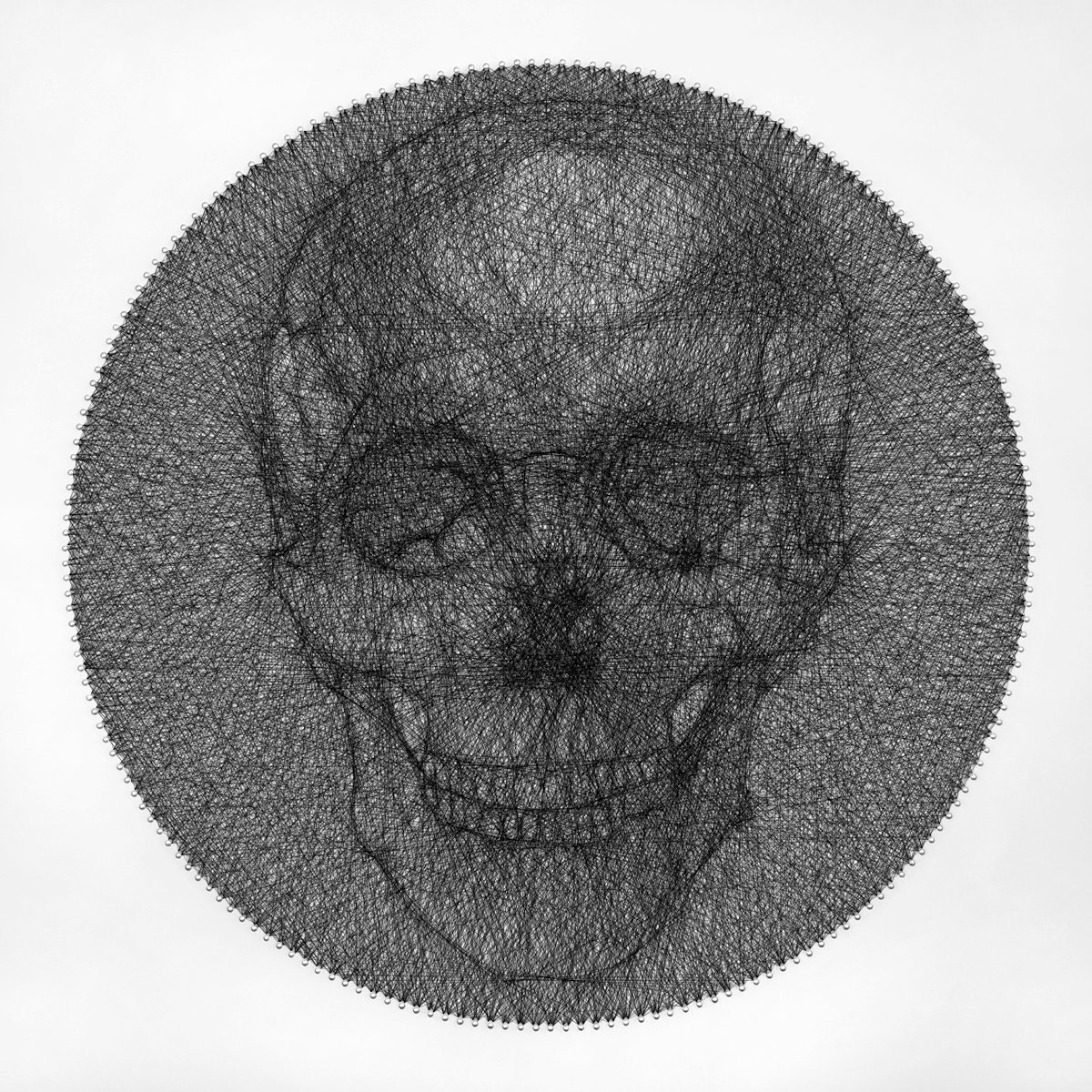 Photorealistic Portrait Sculpture By Andrey Saharov, 22 X 22, Human Skull String Art, Original Artwork