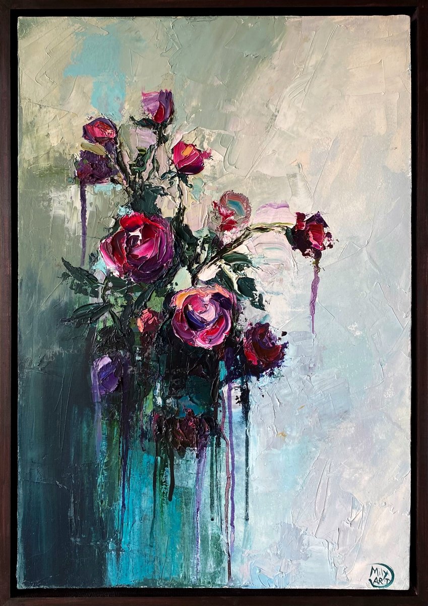 Flowing Roses Iii - Rose Bouquet By Mily Art, 17 X 25, Artwork For Sale On Artfinder