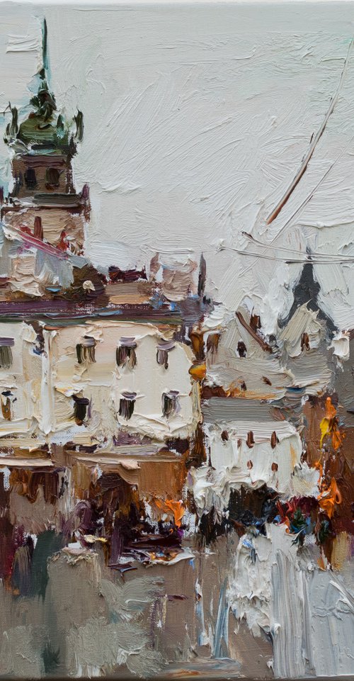 Lviv. Original oil painting city of Lviv, Ukraine, landscape painting by Anastasiia Valiulina