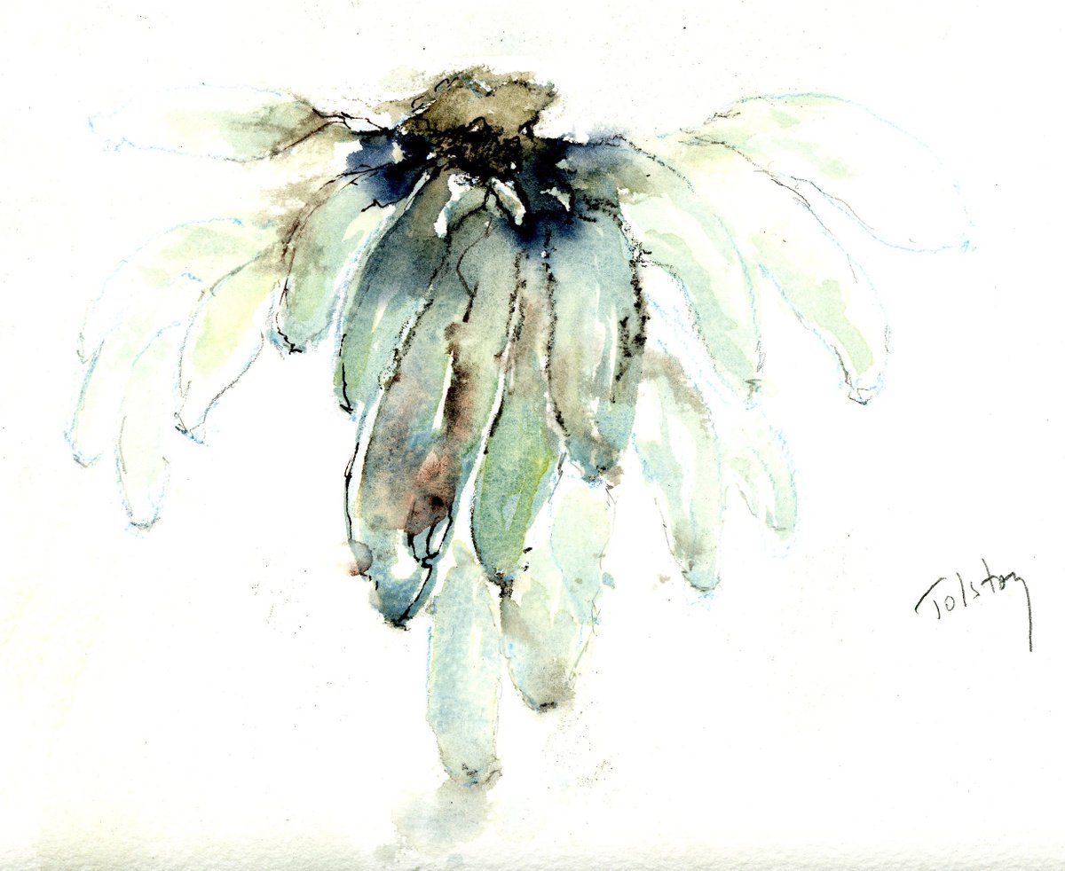 Impressionistic Botanical Watercolour By Alex Tolstoy, 14 X 11, More Blue Bananas, Original Artwork