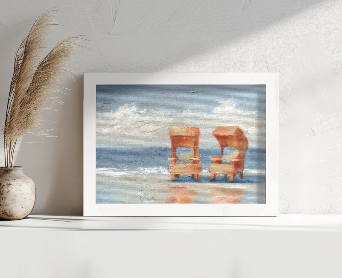 Impressionistic Landscape Oil Painting By Alena Post, 8 X 6, Strandkorbs, Original Artwork