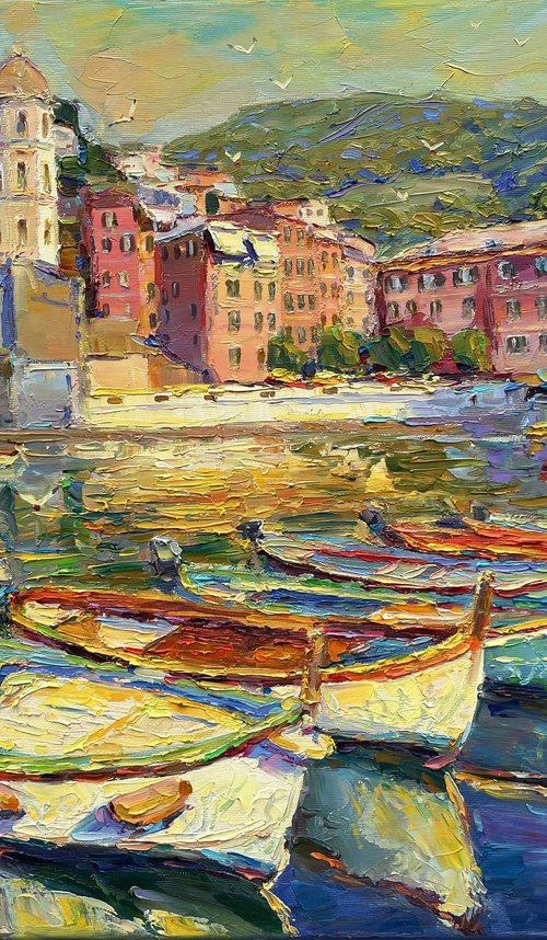 Boats at the pier by Evgeny Chernyakovsky
