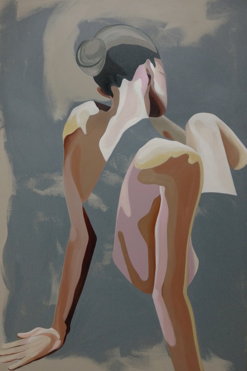 Expressive Portrait Acrylic Painting By Young Park, 38 X 57", Somewhere In Universe, Original Artwork