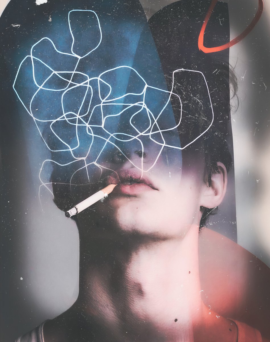 Art Color Face Vol. 22 - Smoke. Art portrait on canvas by Elmira Namazova