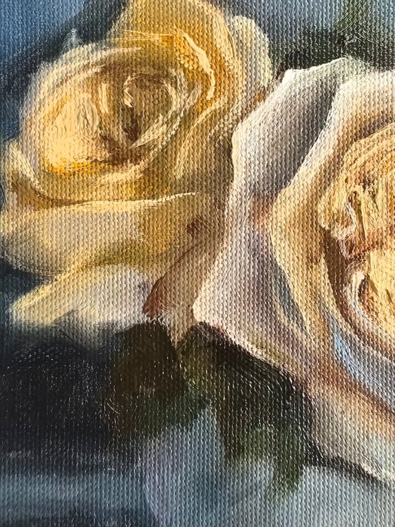 White roses still life