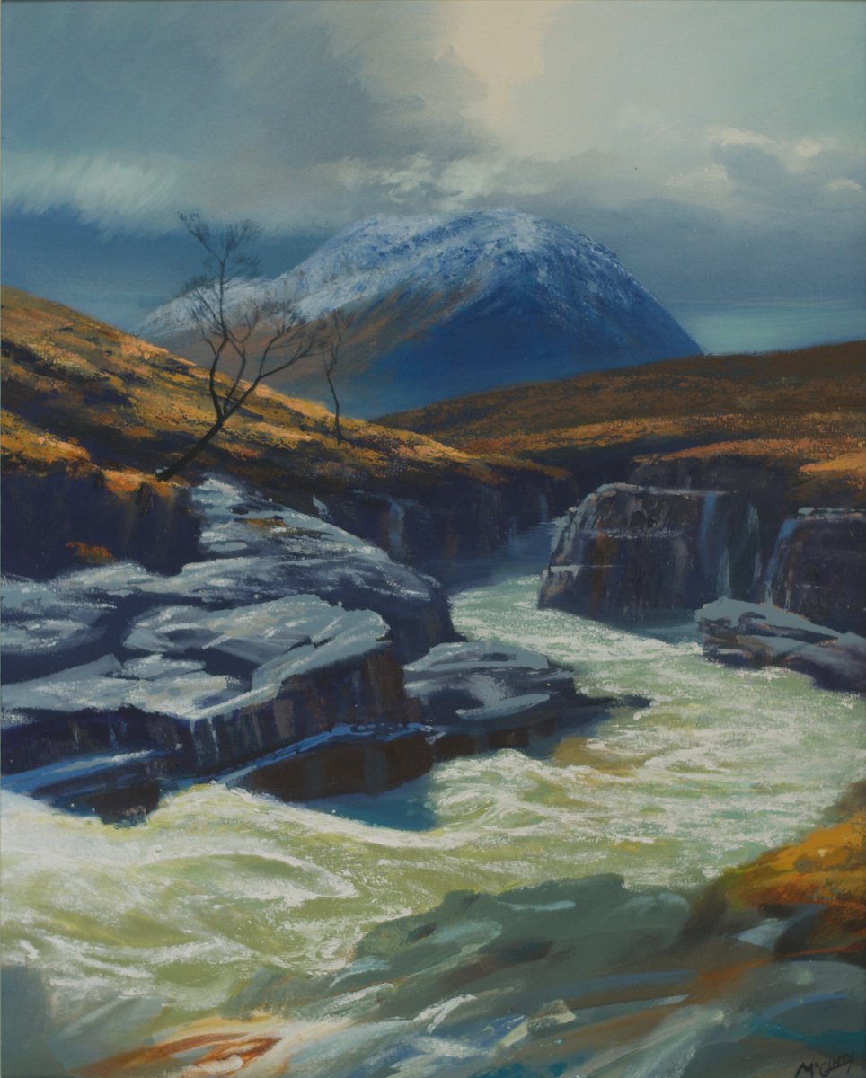 Expressive Landscape Acrylic Painting By Kevan Mcginty, 32 X 37", Etive Torrent, Original Artwork