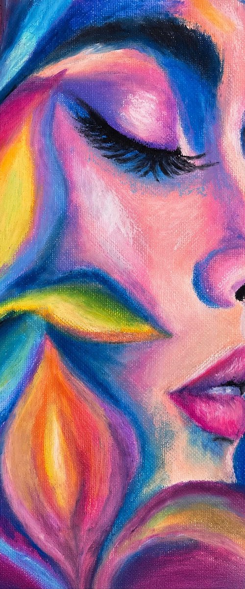 Serenity – Colorful Pastel Femaile Portrait by Helga Wild