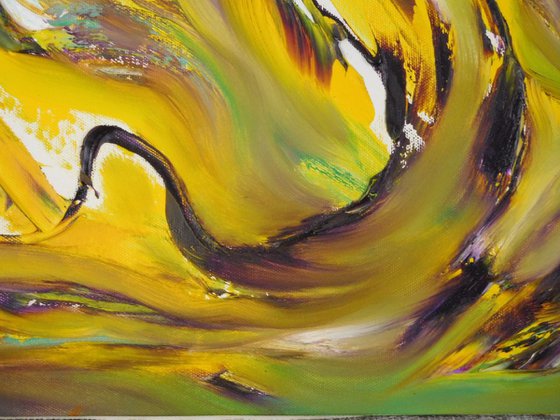 Perception - 120x30 cm, LARGE XL, Original abstract painting, oil on canvas