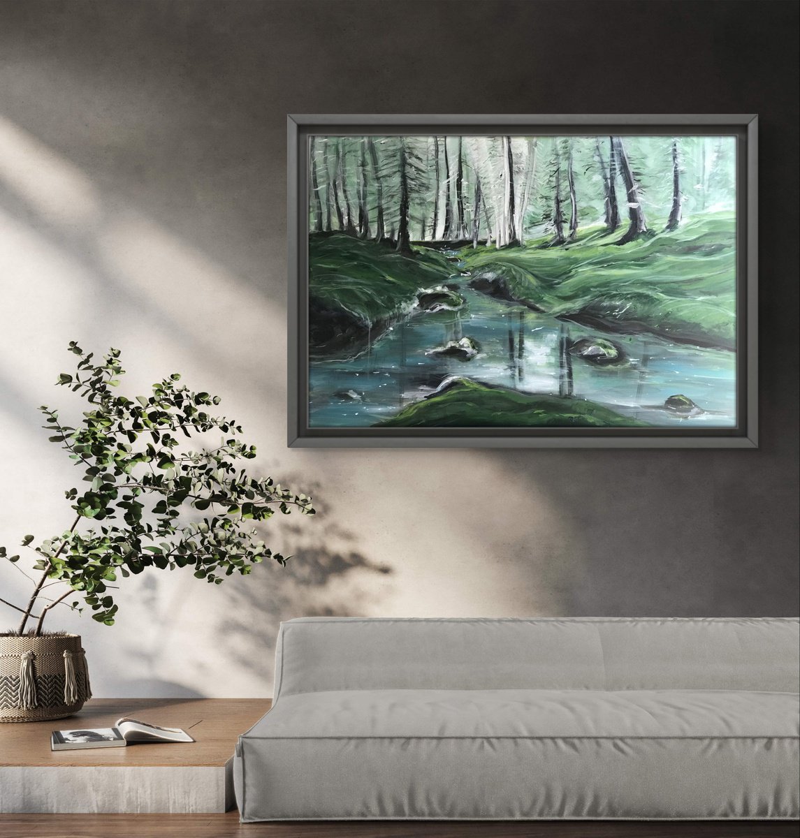 Impressionistic Landscape Painting By Matilda Simona Teodorescu, 39 X 28", The Whisper Of Water, Original Artwork