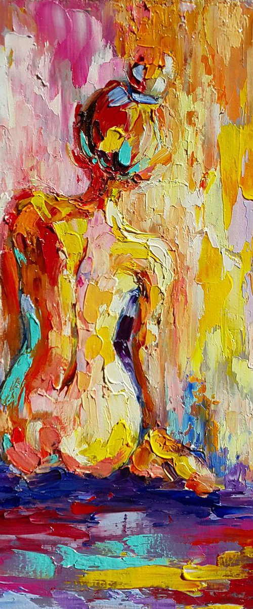 Beautiful morning - oil painting, nude, erotic, body, woman, woman body by Anastasia Kozorez