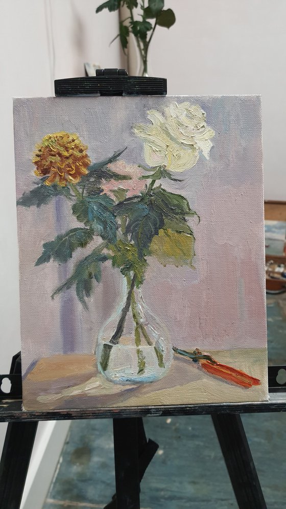 Three flowers in the studio