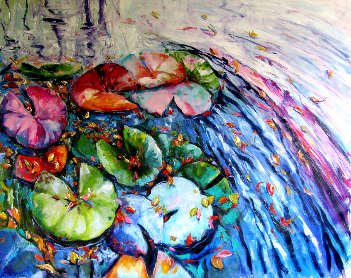 Autumn with water lilies /100 x 125 cm by Kovcs Anna Brigitta