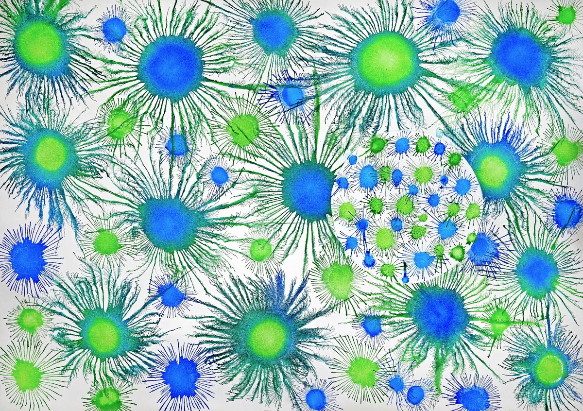 Abstract Acrylic Painting By Sumit Mehndiratta, 53 X 35", Exploflora Series No.99, Original Artwork