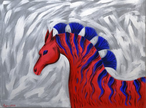 Red zebra-horse by Anna Onikiienko