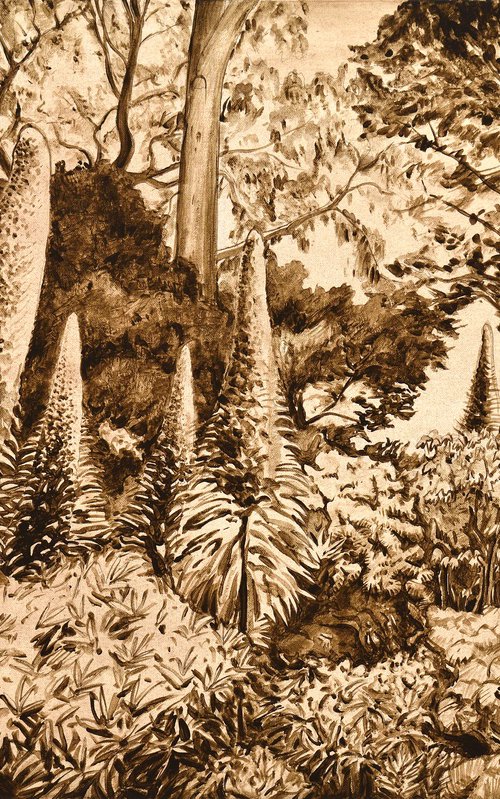 A Garden In Raw Umber by Alex Nizovsky