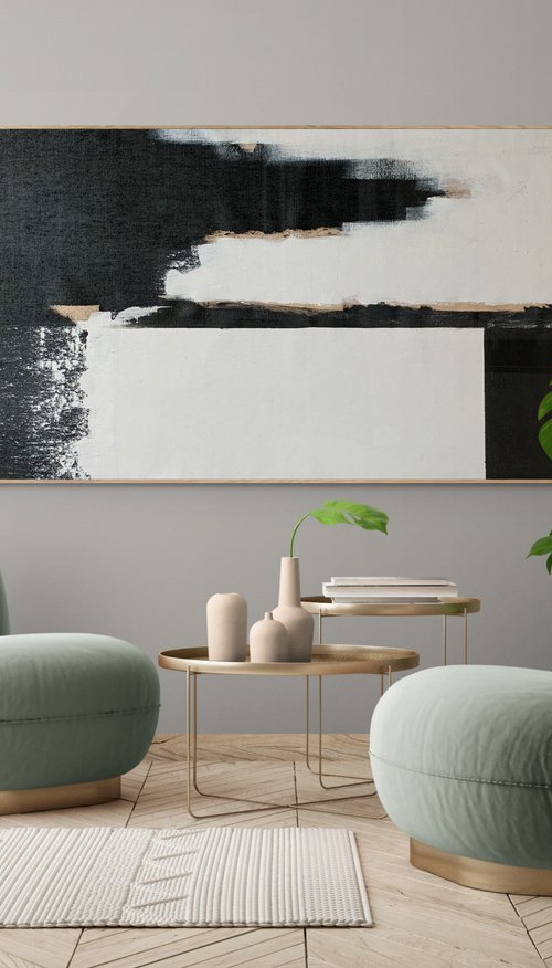 Abstraction No. 5522 black & white XXL by Anita Kaufmann