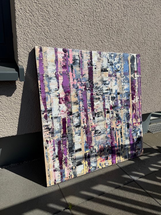 Purple forest in the fog