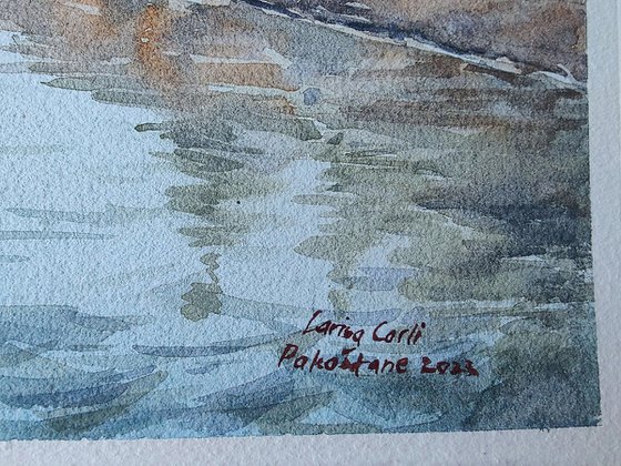 Kamp Kozarica, Croatia watercolor painting (2023), European coast