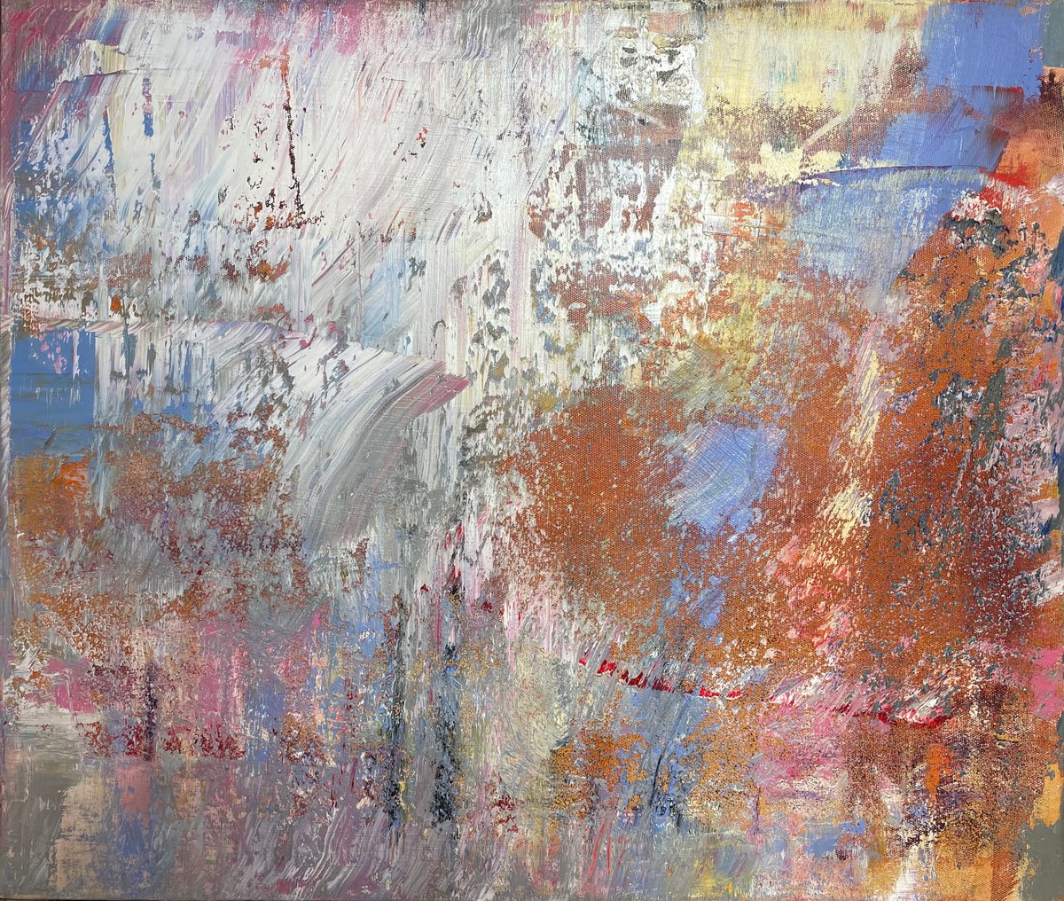 Abstract Oil Painting By Florina Breazu, 39 X 33, Beautiful Every Time Ii, Original Artwork