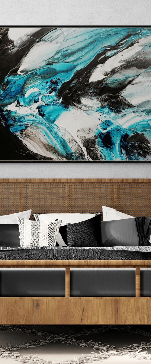 Southern Nero 190cm x 100cm Textured Abstract Art by Franko
